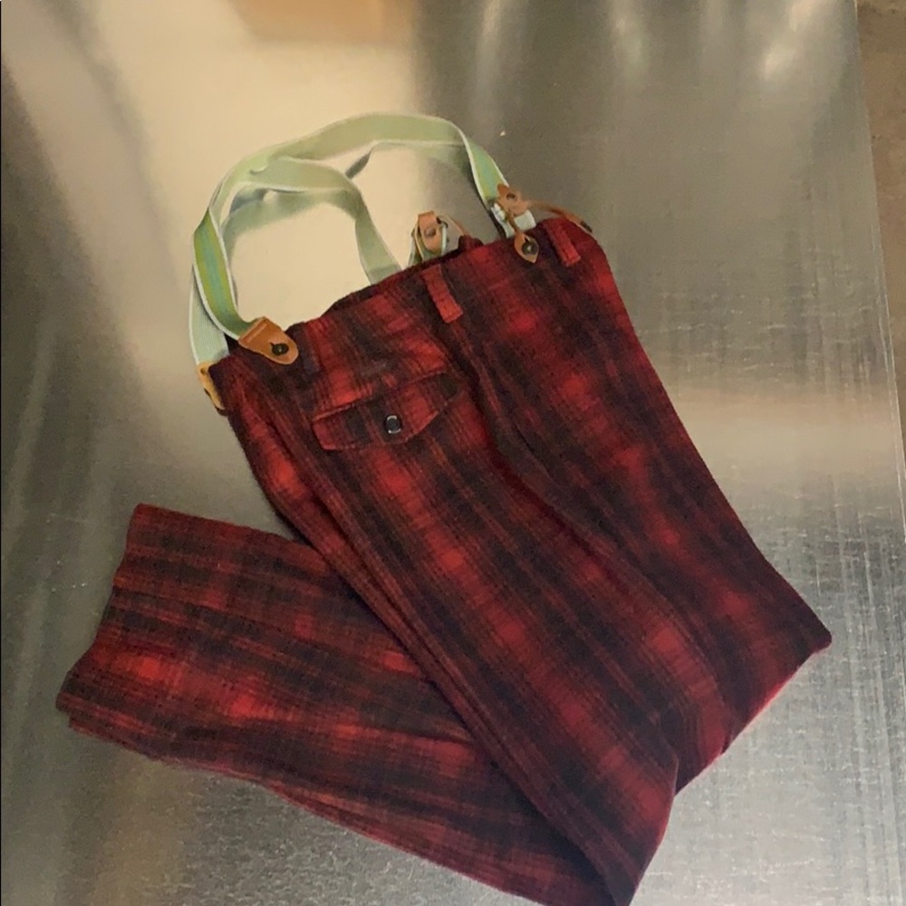 Woolrich wool pant with suspenders